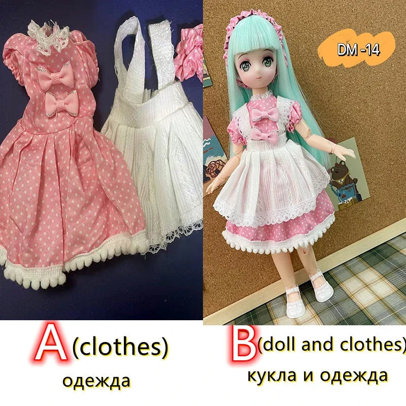 Fashion 30cm BJD Doll Anime Face Two-Dimensional Princess Doll (B) or Dress Up Clothes (A) Accessories Kids Girls Doll Toy Gift