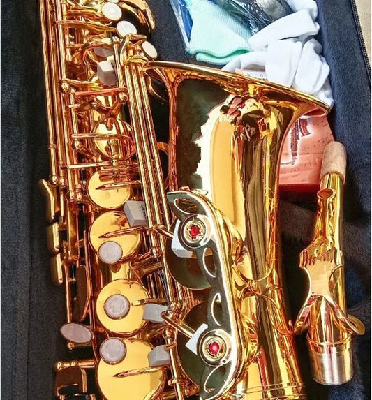 Alto Saxophone 802 Wholesale-Hot Alto Eb Golden Sax Flat Musical Instruments Professional Saxophone Mouthpiece and Case