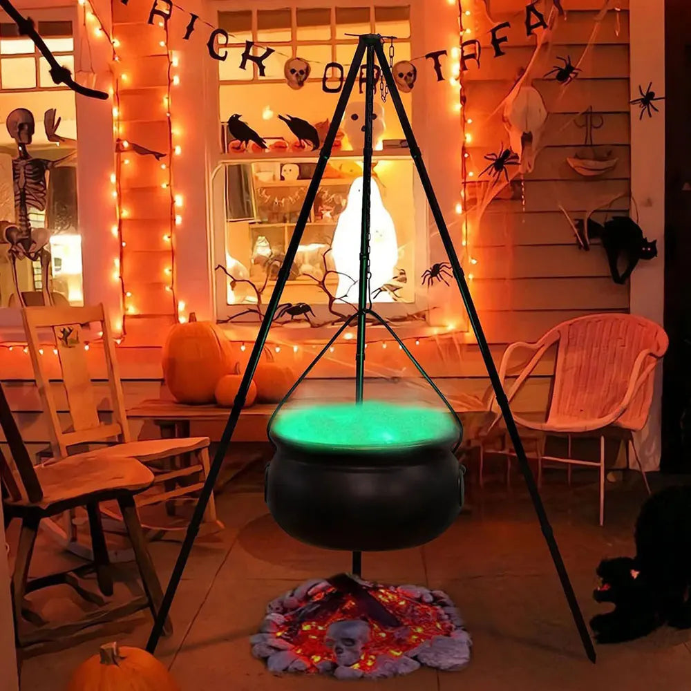 78cm Large Witch Cauldron on Tripod With Led String Light Halloween Party Decor Outdoor Hocus Pocus Candy Bowl Bucket Yard Porch