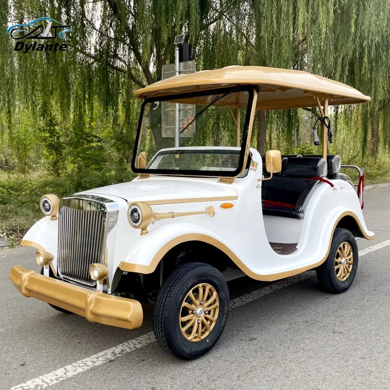 China Made High Quality Golf Cart Double Cab Retro Classic Car Sightseeing Bus Car Classic Car for Wedding Hotel