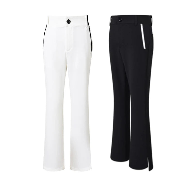 Summer Women's Golf Trousers Thin Flared Pants Ladies High Waist Elastic Casual Golf Pants Zipper Pocket Athletic Sweatpant