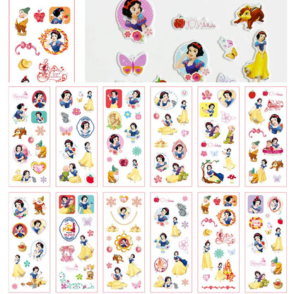 3/6/12Sheets Cute Disney Cartoon 3D Bubble Sticker Princess Mickey Mouse Cars Decals Kawaii Reward 3D Puffy Sticker for Kids Toy