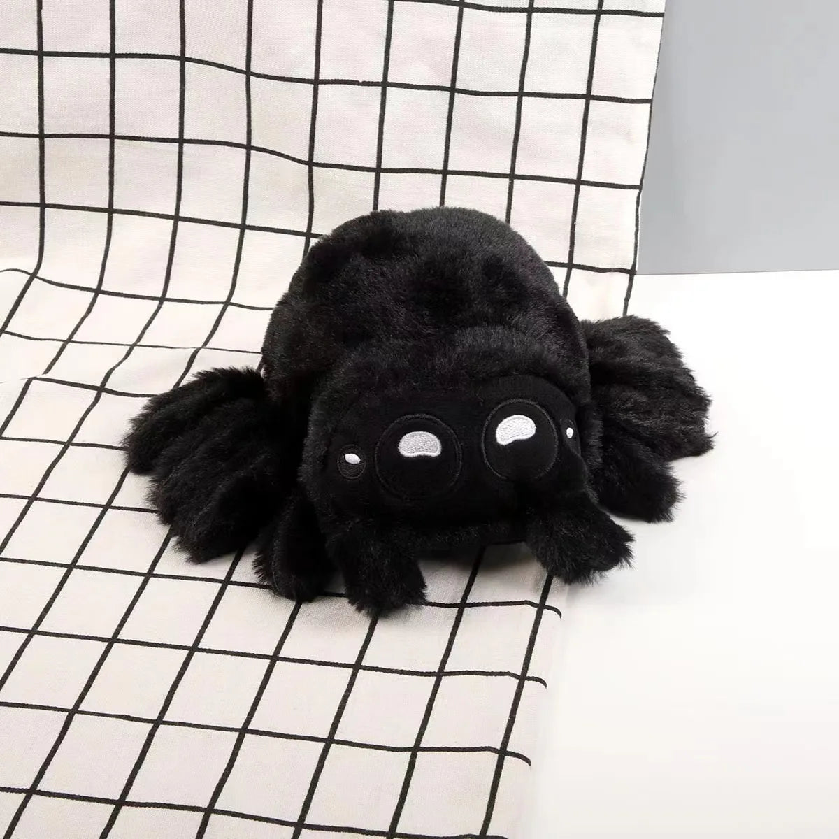 Lucas Friend Spider Plush Toy Kawaii Black White Spider Doll Home Decoration Pillow Soft Stuffed Halloween Gifts Toy for Kids