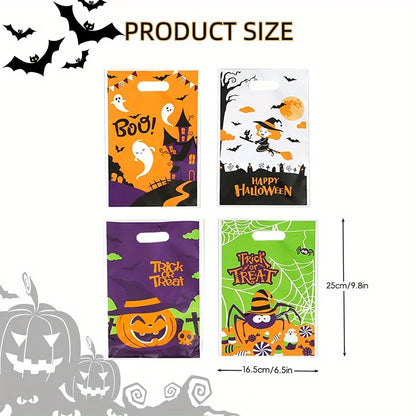 20-80pcs 9.8" Halloween Goodie Bags Trick or Treat Bags Plastic Candy Treat Bag With Handle Gift Bag for Halloween Party JXB