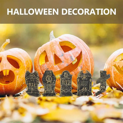 10pcs Horror Halloween Decoration Miniature Tombstone Micro Figurine Ornaments Hallowmas Prop Halloween Gravestone Model