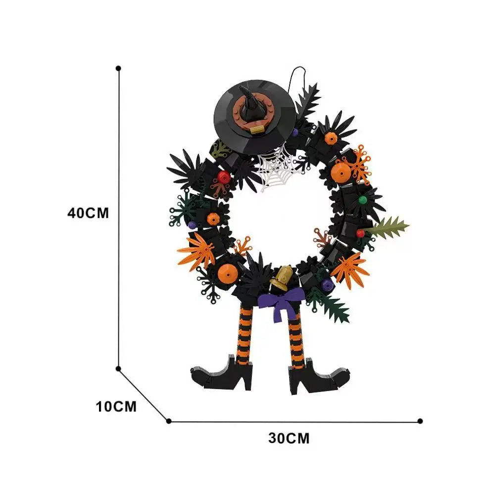 Halloween Terror Movies MOC Witch Hat Building Block Set Kids Toy With Pumpkin Door Tree Ghost Bricks Gift for Children