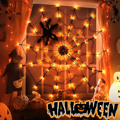 Halloween Party LED Light 70 LED String Ghost House Atmosphere Light Battery Powered Spider Web Lamp for Festival Party Decor