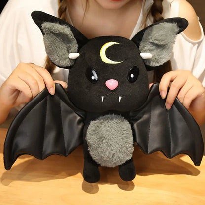 25cm Demon Bat Halloween Plush Toys Four-Color Dark Series Bats Cartoon Soft Model for Boys or Girls Christmas Halloween Gifts