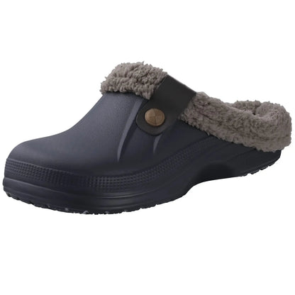 Evshine Winter Warm Clogs Men Waterproof Garden Slippers Fur Clogs Slippers Fuzzy Plush Slippers Bedroom Shoe for Indoor Outdoor