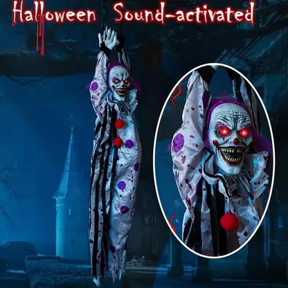 Halloween Animatronics Decoration Hanging Clown Nurse Voice Control Electric Outdoor Scary Clearance Horror Haunted House Props