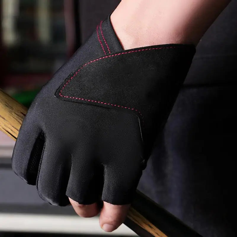 1PC Open Finger Billiard Gloves Antiskid Polyester Snookers Billiard Gloves Adjust Sticker Portable Lightweight Pro Training
