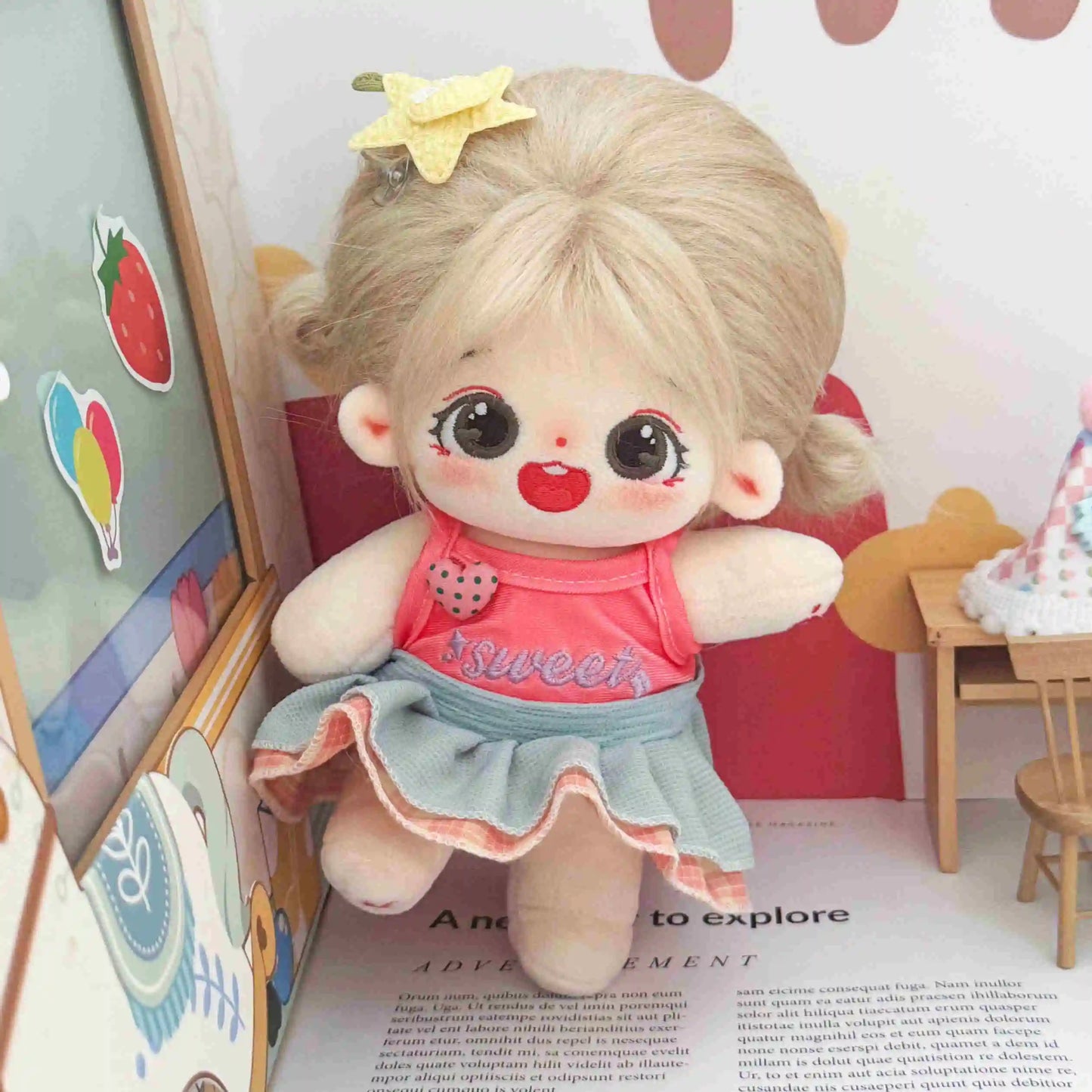 20cm Kawaii Plush Cotton Doll Anime Stuffed Idol Doll Outfit Baby Plushies Toys Star Dolls Action Figure Dress Girls Kids Gifts
