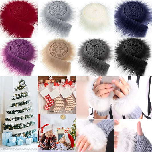 Crafts Gift Trimming Soft Apparel Sewing Fluffy Trim Fabric Roll Faux Fur Ribbon Tapes Long Plush Fur Fabric Plush Fur Stripe