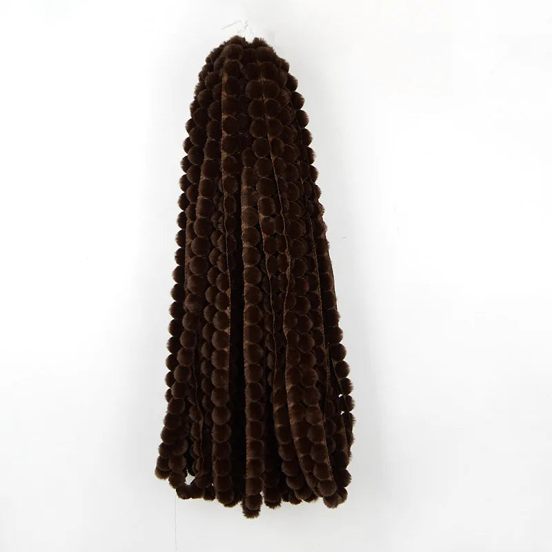 1m Faux Rabbit Fur Hairball Ribbon Clothing Apparel Christmas Decoration Trim Coat Accessory Fur for Needlework on the Hood