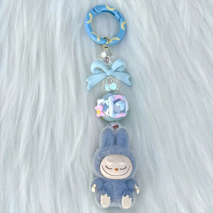 New Christmas Labubu Kawaii Particles Keychain Bag Cell Phone Charm Key Chain Christmas Gift