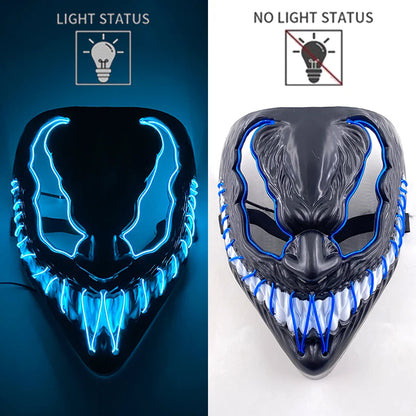 New Halloween Horror Party Mask Cosplay Movie Mask Neon LED Luminous Mask EL Cold Light Fluorescent Mask Masquerade Décor