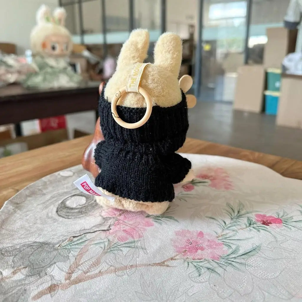 For 17cm Labubu Doll Outfit Clothes Bear Label Hat Love Sweater Set Cute Decoration Little Clothes