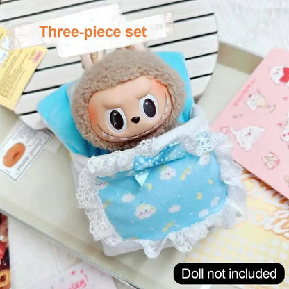 Doll Bed for Labubu Bed Contain 2 Pillows Sleeping Bag 1/12 BJD Doll GSC Body9 for Molly DOD YMY Obitsu11 Doll Accessories