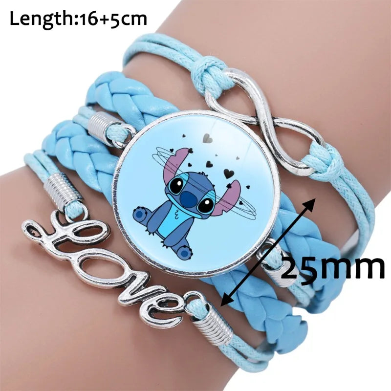 Disney Stitch Bracelet Cartoon Lilo & Stitch Anime Figures Print Cute Wristand Present Kids Toys Girls Christmas Party Gift Toy