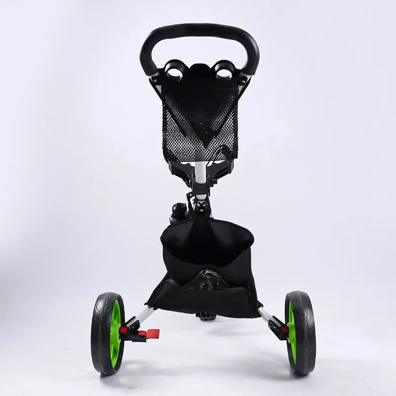 Golf Push Cart - 3 Wheel Golf Cart for Easy Transport & Storage Foldable, Detachable, Quick to Open&Close, With Foot Brake