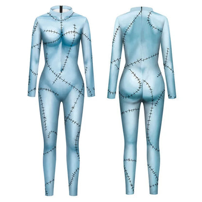 Anime Movie Sally Cosplay Dress Halloween Party Set Costume Christmas Women Slim Jumpsuit Catsuit Zentai Bodysuit Gothic Leggins