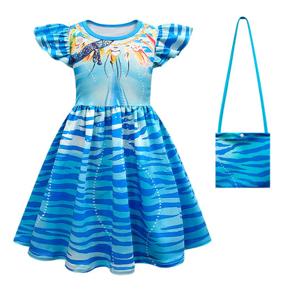 Avatar Cosplay 3D Dress Girl Kids Avataring 2 Cosplay Costume Halloween Party Dress Up Clothes Masks  Fashionable Trend Dress