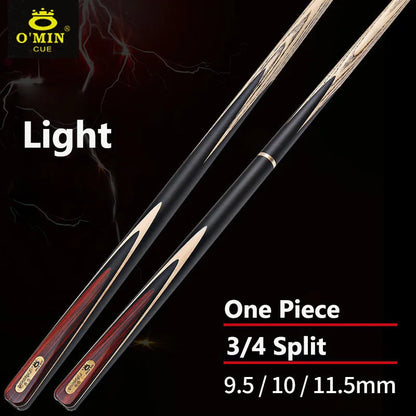New Arrival OMIN Snooker Cue Stick Cobras 9.5mm/10mm/11.5mm Tip Size Ash Shaft Ebony Wood Handle With Snooker Cue Case Set