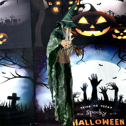 Halloween Talking Witch Outdoor Spooky Scary Witch Animatronic Voice Controlled Glowing Screaming Decoration Haunted House Decor