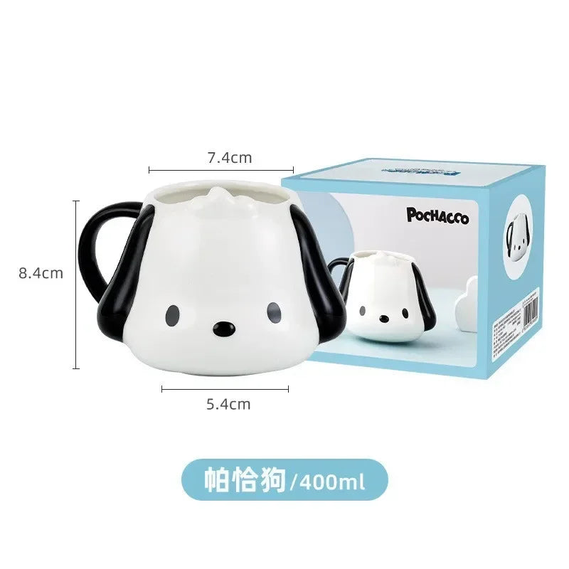 MINISO Sanrio Kuromi Creative Fun Embossed Mug Blanket Bear Yukui Dog Cute Soft Cute Shaped Ceramic Mugs