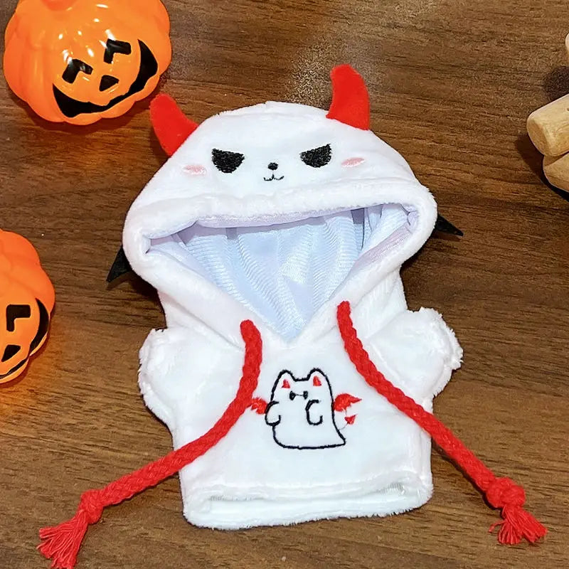 Labubu Doll Clothing 17cm Universal Halloween Bat & Little Devil Hoodie Accessories - For Labubu I/Ii Idol Dolls Sitting Party