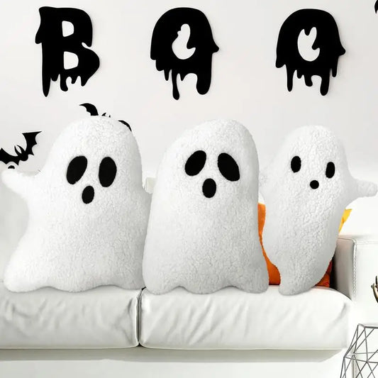 32cm Cute Halloween Pillow Stuffed Ghost Throw Pillow Soft Cartoon Ghost Doll Toy Stuffed Plushie Home Halloween Decorations