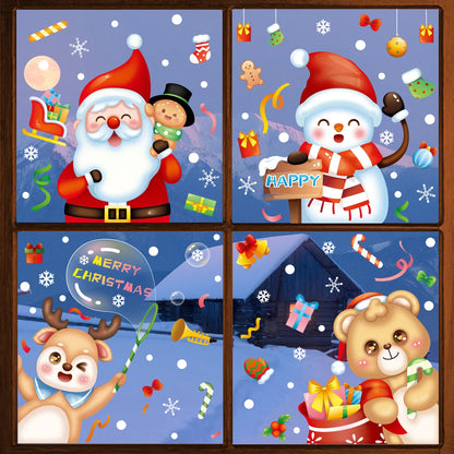 Christmas Stickers, Snowflake,Elk,Snowman,Santa Claus for Door, Wall, Window, Decoration Display