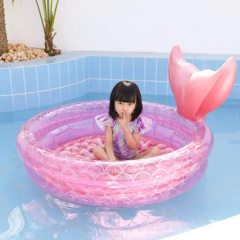 New Mermaids Inflatable Pool Bathing Kids Summer Home Outdoor Swimming Pool Inflatable Square Swimming Pool for Kids Gifts Girl