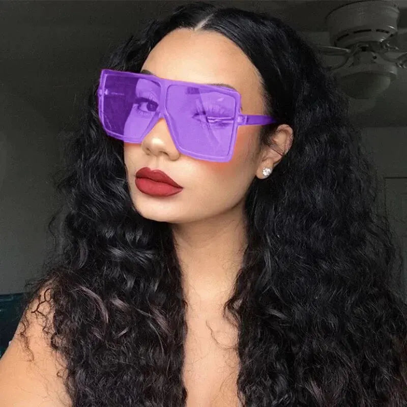 Oversized Shades Sunglasses Woman Black Fashion Square Big Frame Sun Glasses Female Vintage Retro Glasses Unisex Oculos Feminino