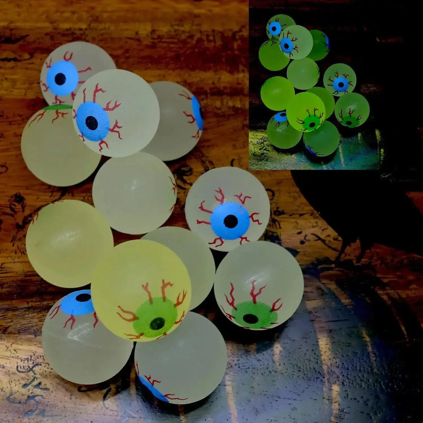 5/10/20pcs Glow in the Dark Eyeball 32MM Bouncy Ball Halloween Supplies Toys Horror Luminous Scary Ball Kids Toys Gift