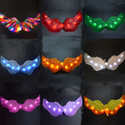 Princess Women Kids LED Glow Light Angel Feather Wing Fairy Girls Props Party Costume Wedding Decoration Christmas  Halloween