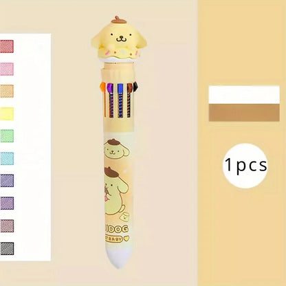 1pc/6pcs Sanrio Cartoon Ballpoint Pen, Kuromi, Hello Kitty, Cinnamoroll, 10 Color 0.7 Stationery Draw Writing Mark Pen