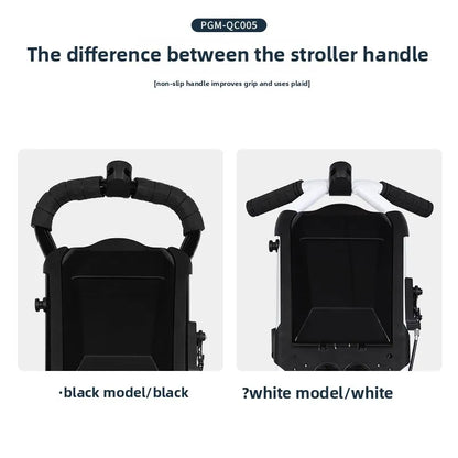 PGM Aluminium Alloy Trolley With Umbrella Holder Bottle Cage Fixing Rope Manual Brake Foldable Golf Bag Cart Four Wheels QC005