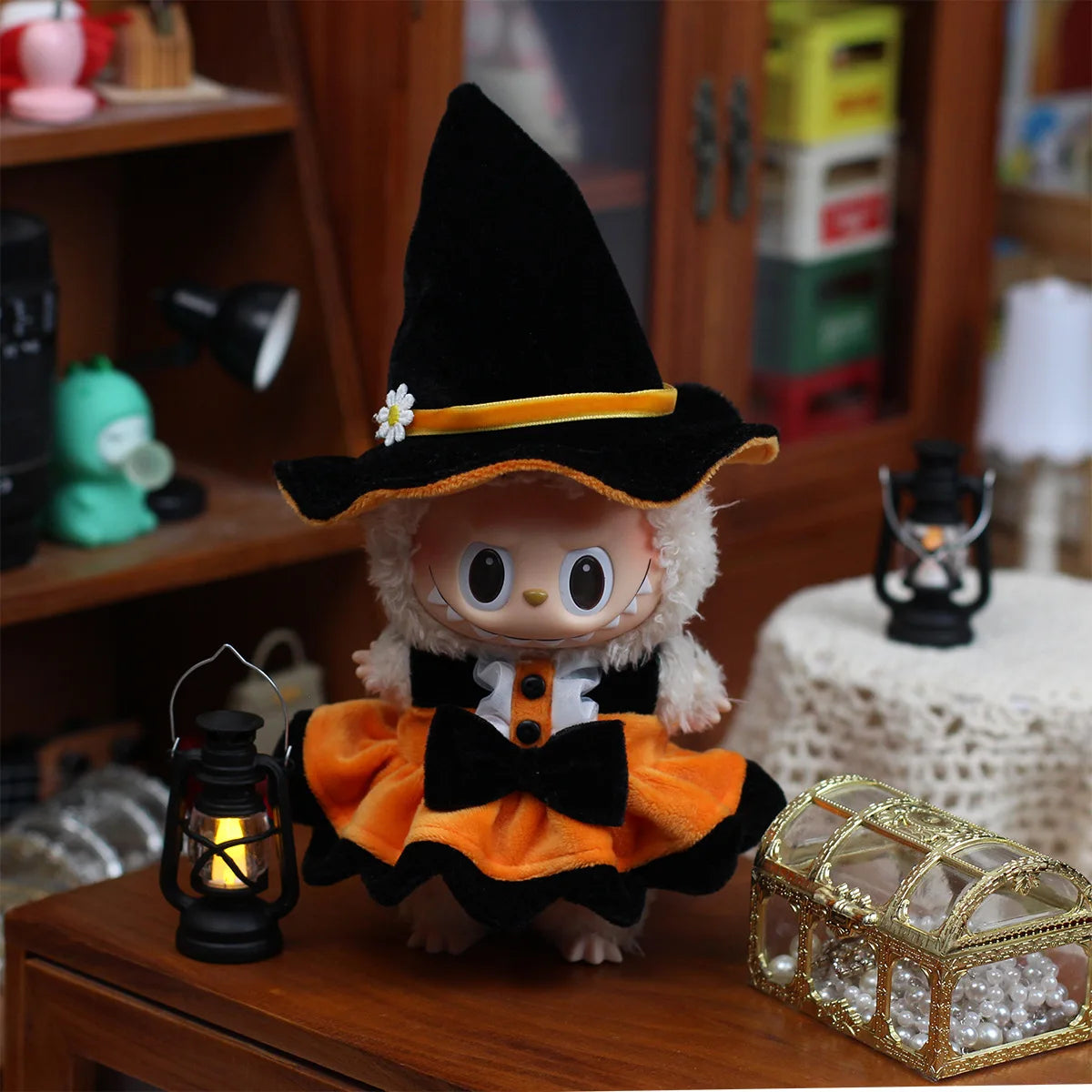 Halloween Labubu Clothes Cute Pumpkin Dress Belt Pants Ghost Set Mini Plush Doll Clothing Fashion Doll Accessories DIY Gift
