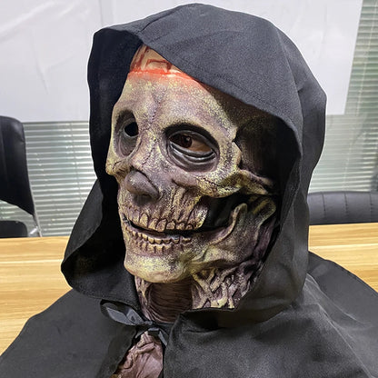 Full Head Skeleton Headgear Halloween Scary Mask Head Realistic Latex Mask for Cosplay Horror Party Costume Haunted House Props