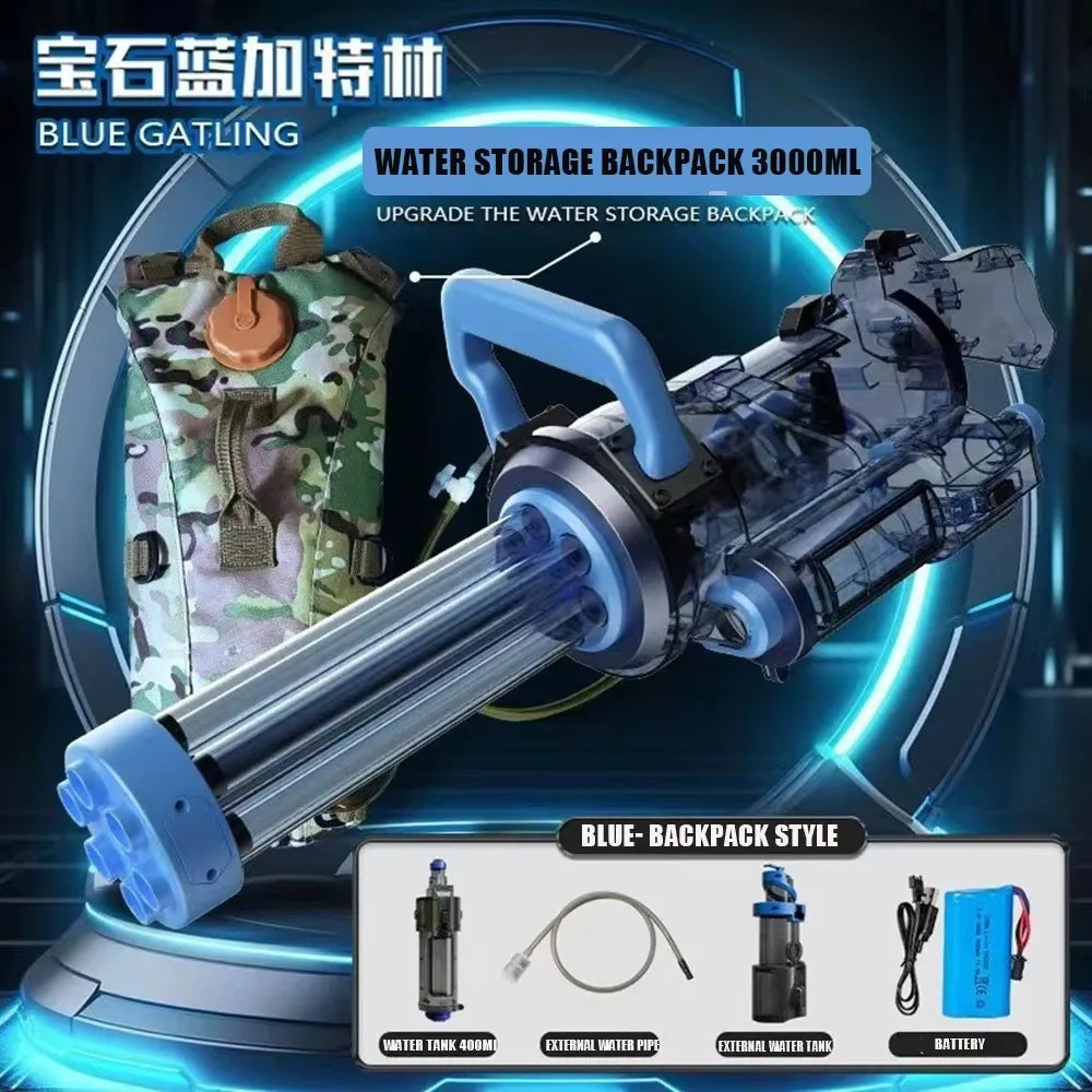 Summer Beach Pool Toys Water Toys Party Toys Gatling Gun Watergun Gatling Electric Powerful Water Gun Sports-Entertainment Gifts