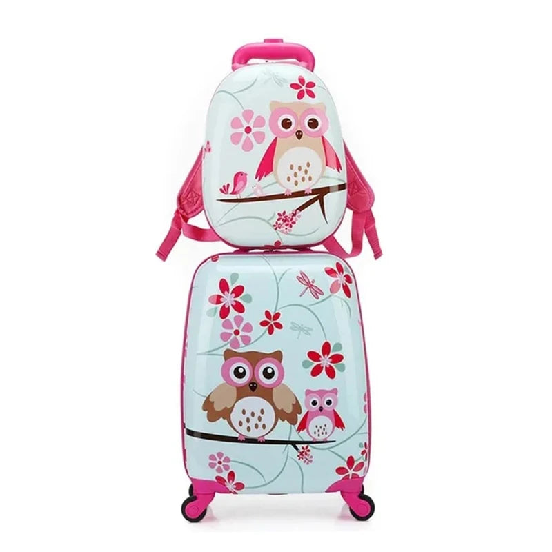 Children Trolley Rolling Luggage 18 Inch Universal Wheel Cartoon Dinosaur Suitcase 13 Inch Travel Bag Backpack Drag Box for Kids