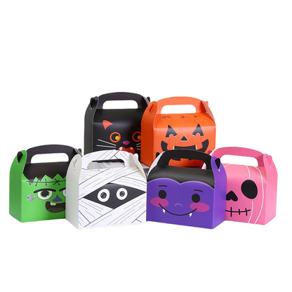 10/24pcs Halloween Treat Boxes Monster Pumpkin Cat Mummy Vampire Skull Paper Gift Box for Candy Cookie Party Favors