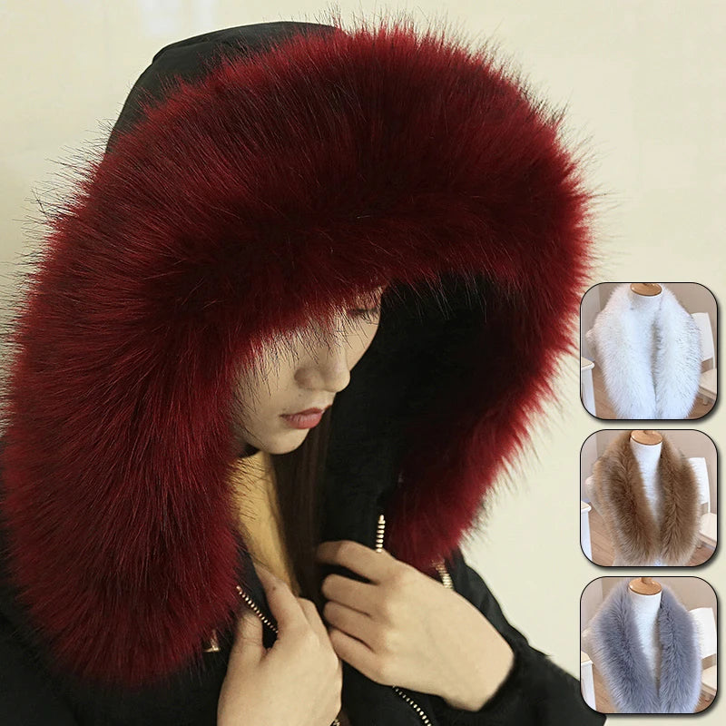 Winter Faux Fur Collar Scarf Women Warm Thick Imitation Fur Shawl Collar Fluffy Neck Warmer Scarves Coat Clothes Accessories