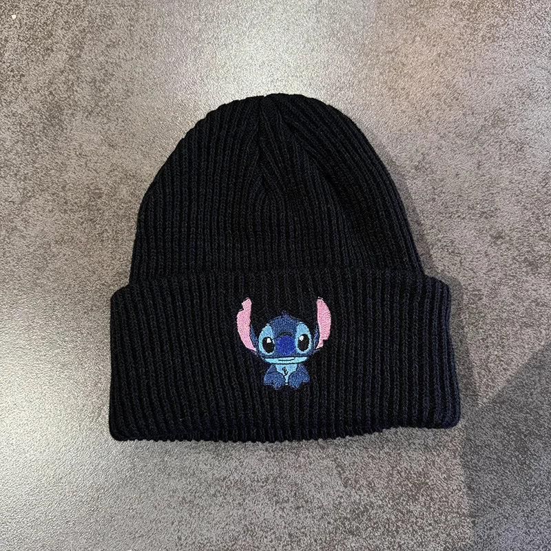 Disney Stitch Knitted Hat Embroidered Anime Cute Cartoon Lilo & Stitch Autumn Winter Kids Warm Pullover Hat Christmas Gift Toys