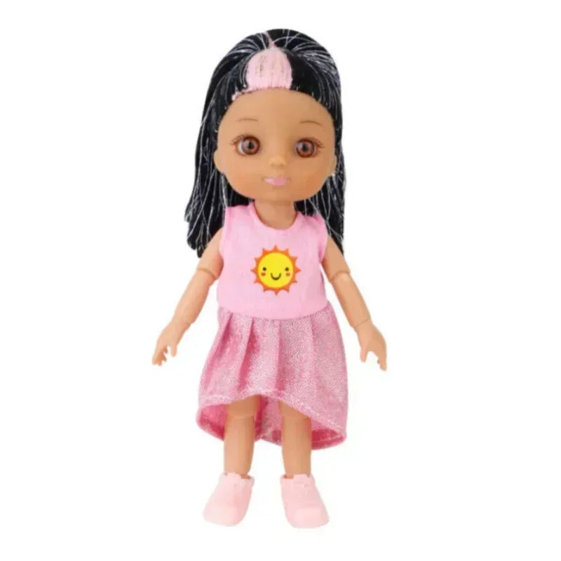 16cm Girl Doll With Clothes Brown Skin Multi Joint Movable Body Girls DIY Toys Birthday Gifts