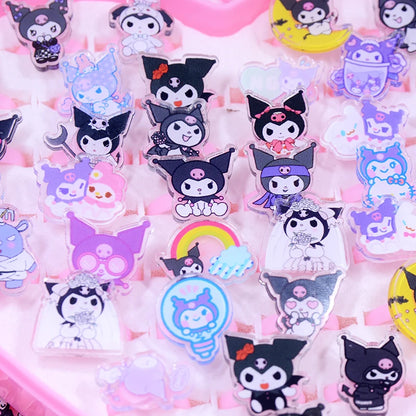 10/20Pcs Sanrio Hello Kitty Melody Ring Kids Adjustable Baby Rings Kuromi Cartoon Children Girl Rings Party Gifts With Box