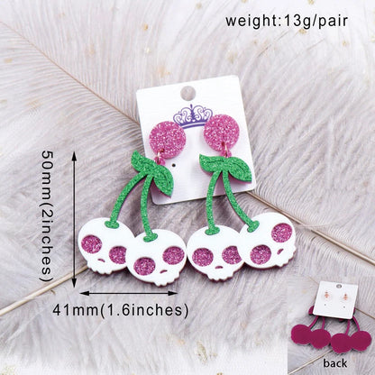 Mouse Head Western Cowboy Ghost Cherry Lightning Halloween Acrylic Earrings Jewelry for Women