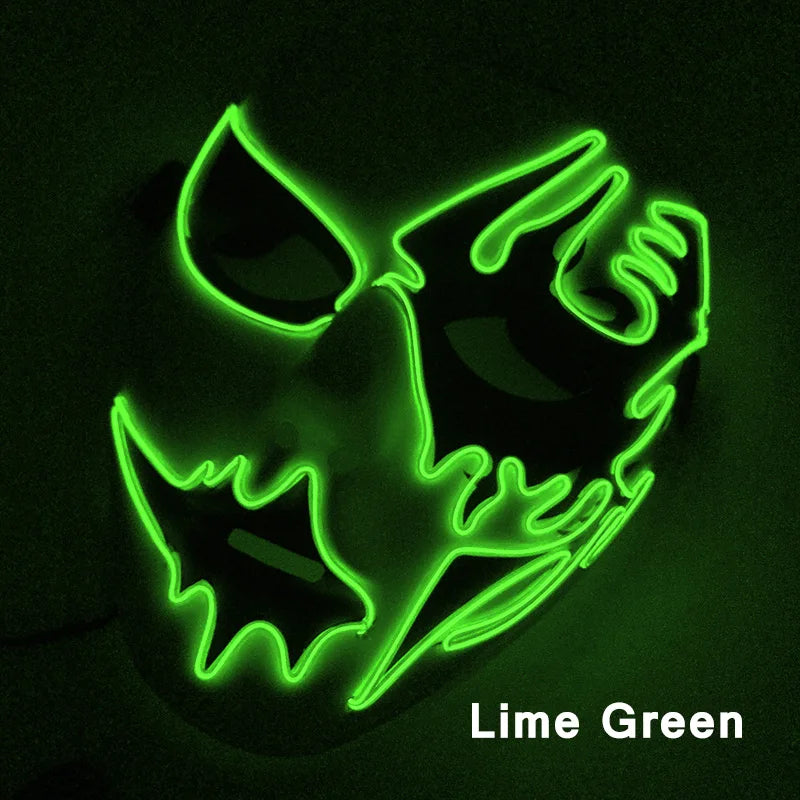LED Hand-Painted Mask Halloween Carnival Masquerade Cosplay Horror Accessory Men's Mask Weird Face Mask Glowing Mascara Disfraz