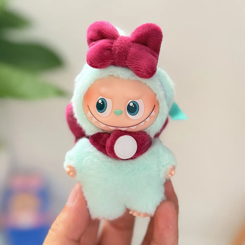 Mini Labubu Clothing Pink Bow Clothes for 10.5cm Labubu V4 the Monsters Pin for Love Series Doll Clothes Outfit Accessories